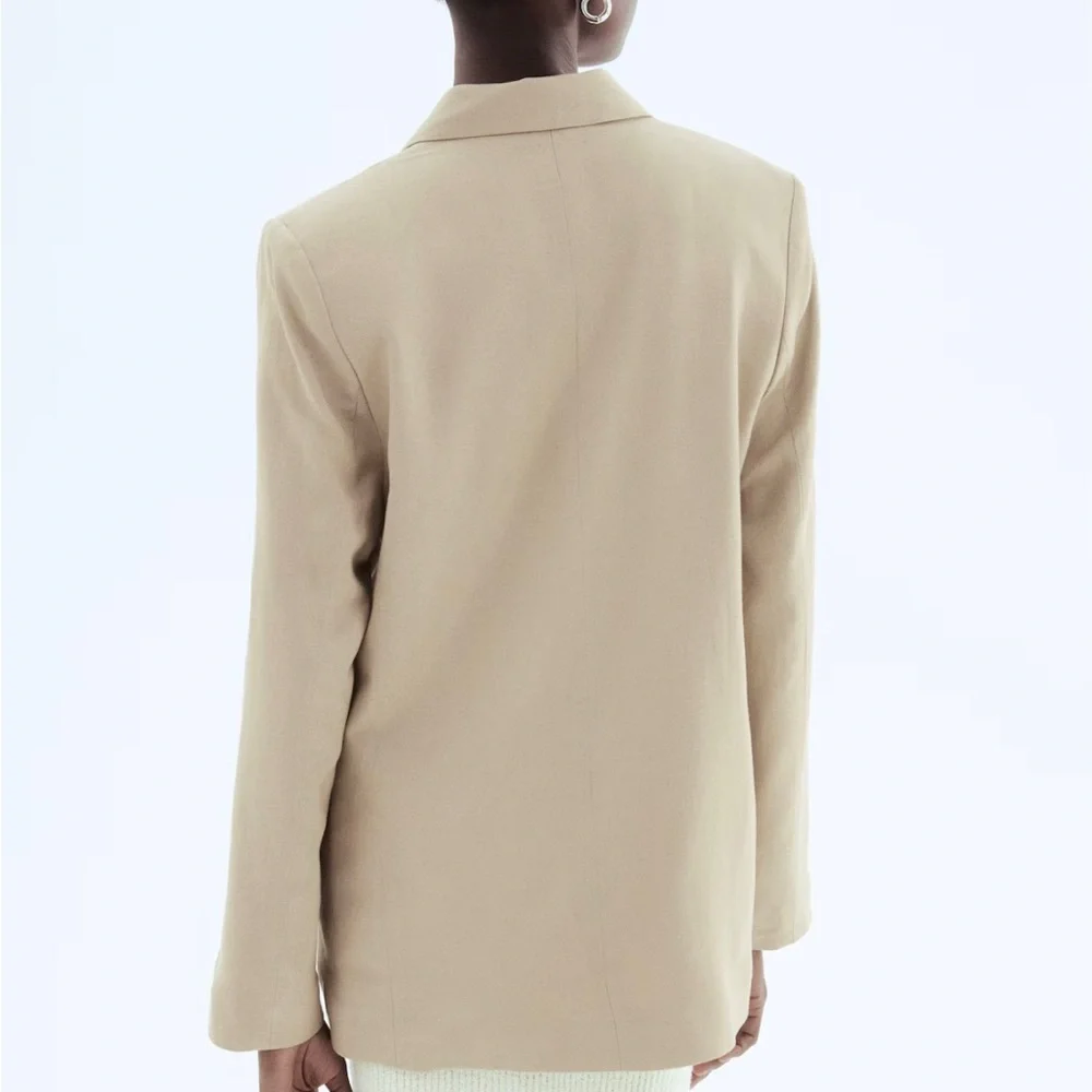 NWT - H&M Linen Blend Double-Breasted Blazer - Picture 7 of 7